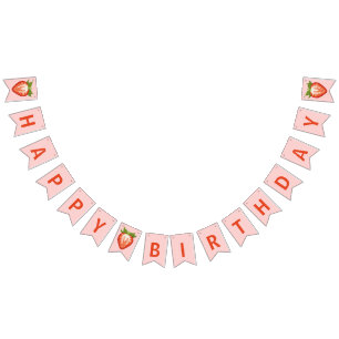 Girl Bery Baby First Erdbeere Rosa Geburtstag Wimpelkette