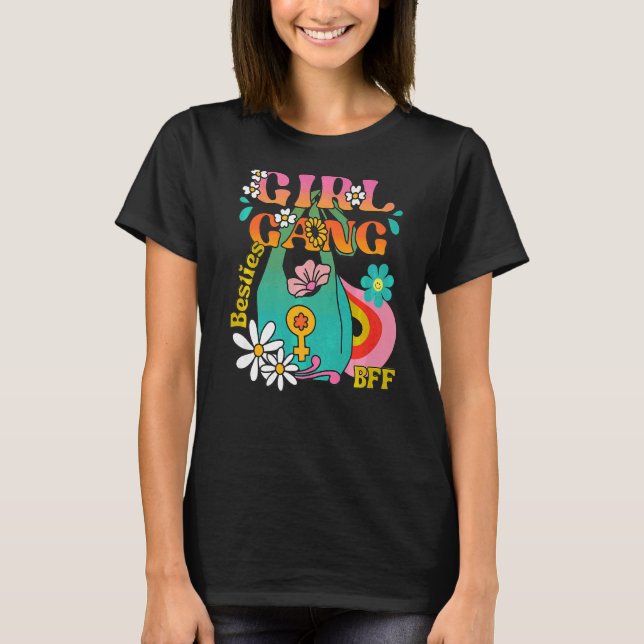 Girl Best Friend Besties Boho Hippie Groovy 70er B T-Shirt (Vorderseite)