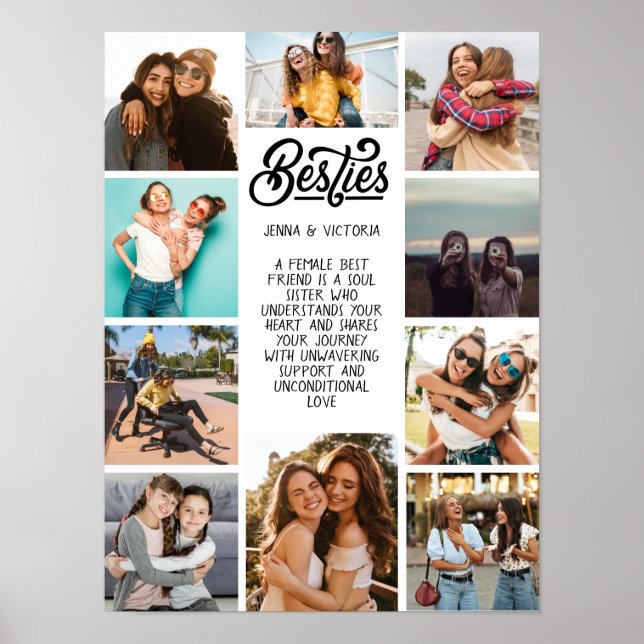 Girl Besties 10 Fotos benutzerdefinierter schwarze Poster (Vorne)