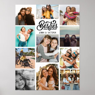 Girl Besties 11 Fotos Collage Skript Schwarzer Sch Poster