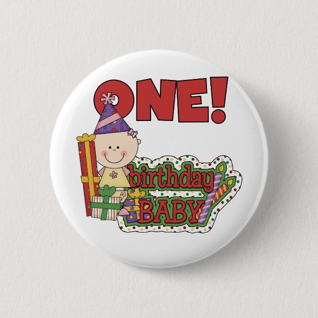 Girl Birthday Baby Tshirts und Geschenke Button (Vorderseite)