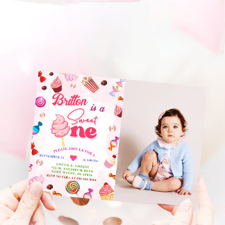 Girl Birthday Candy Sweet One Party Einladung