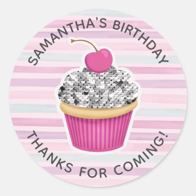 Girl Birthday danke Runder Aufkleber (Vorderseite)