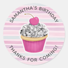 Girl Birthday danke Runder Aufkleber