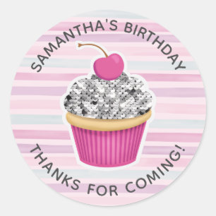Girl Birthday danke Runder Aufkleber