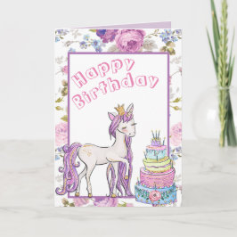 Girl Birthday Geschenk Gold Einhorn Custom Persona Karte