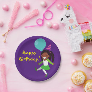 Girl Birthday Party (afroamerikanisch) Pappteller