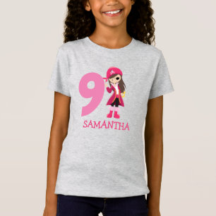 GIRL Birthday Party Pirate 9. Name T - Shirt