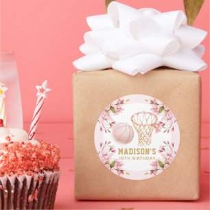 Girl Birthday Personalisiert Basketball Runder Aufkleber