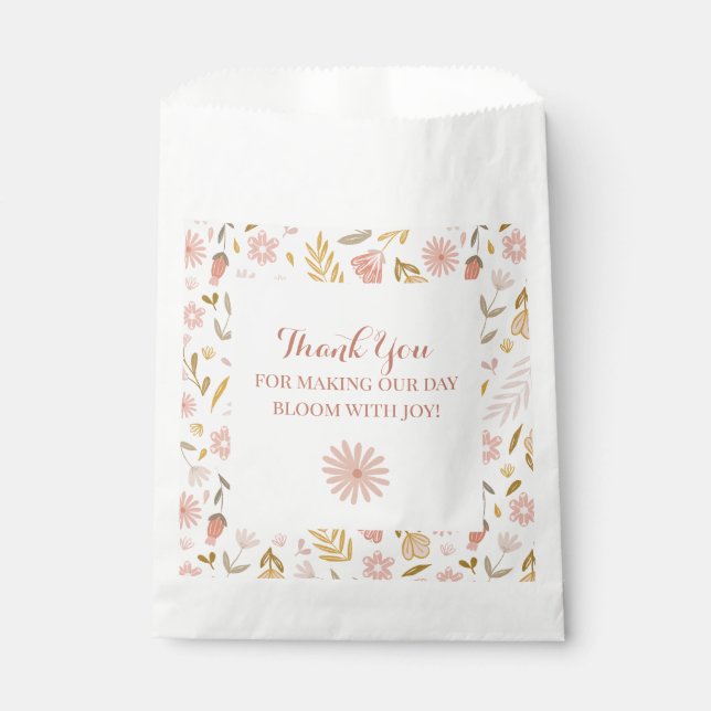 Girl Birthday Pink Pastel Wildblume Geschenktütchen (Vorderseite)