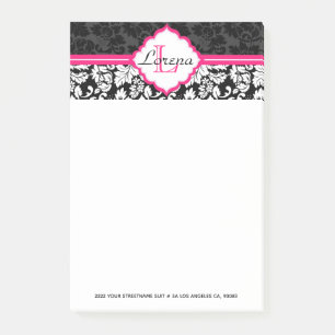 Girl Black and White Damask Post-it Klebezettel
