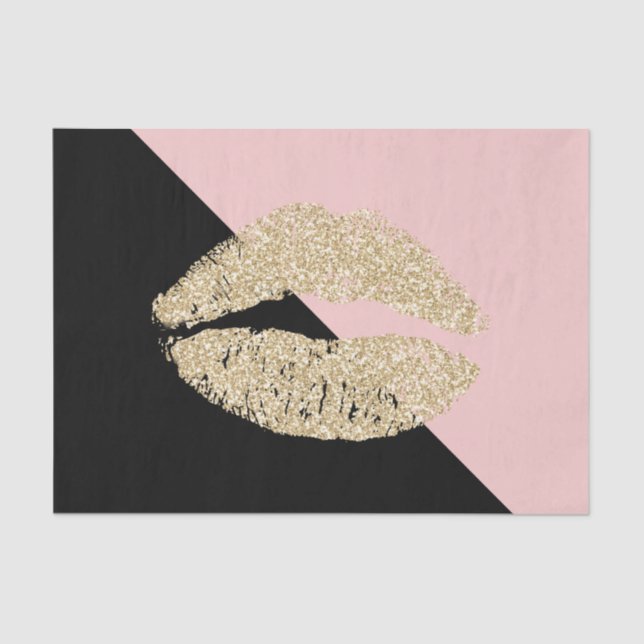 Girl Black Blush Pink Glitzer Lippen Seidenpapier (Vorderseite)