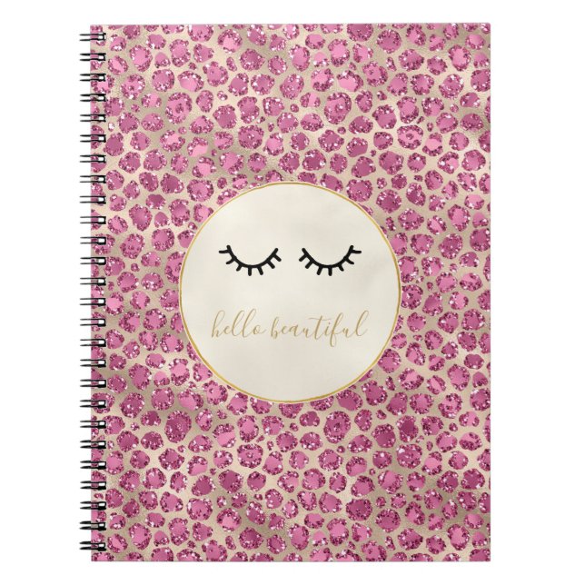 Girl Black Eyelashes Gold Pink Leopard Print Notizblock (Vorderseite)