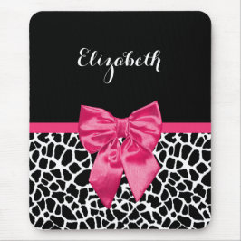 Girl Black Giraffe Animal Print Niedlich Hot Pink  Mousepad