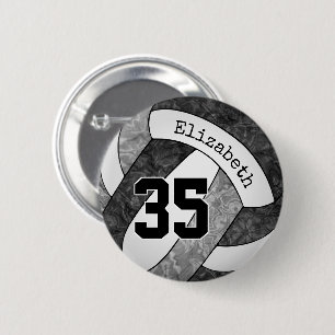 Girl Black Gray Volleyball Team Farben Geschenke Button