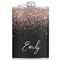 Girl Black Rose Gold Blush Pink Glitzer Monogram