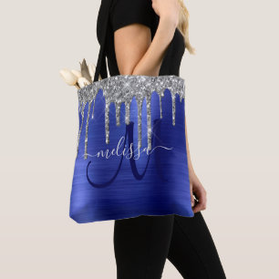 Girl Blue Dripping Glitzer Brush Metal Monogramm