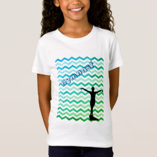 Girl Blue Green Zickzack Gymnast Gymnastik T - Shi T-Shirt