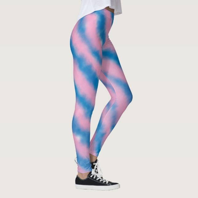 Girl Blue und Pink Cloud Retro Ästhetische Streife Leggings (Rechts)