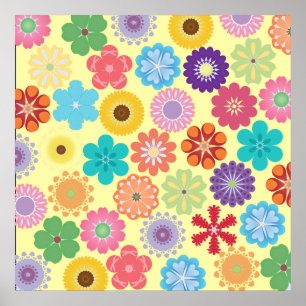 Girl Blume Power Farbenfrohe Blumenmuster Geschenk Poster