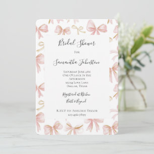 Girl Blush Pink Bows Brautparty Einladung