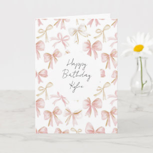 Girl Blush Pink Bows Geburtstag Karte