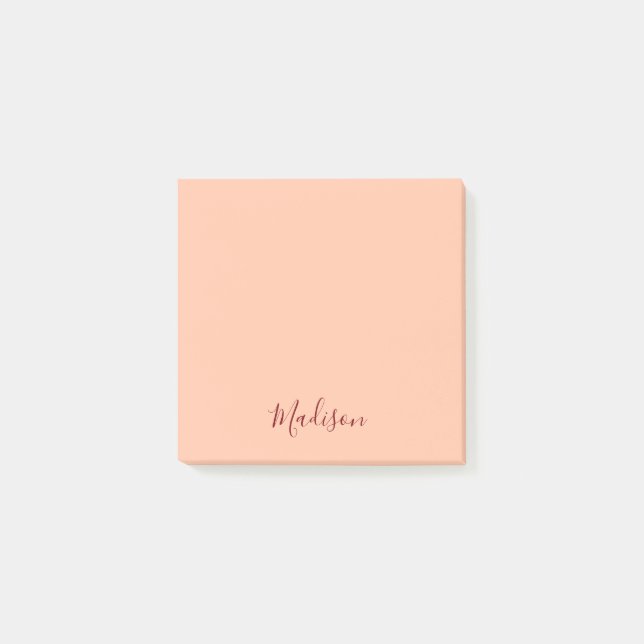 Girl Blush Pink Burgundy Script Personalisiert  Post-it Klebezettel (Vorderseite)