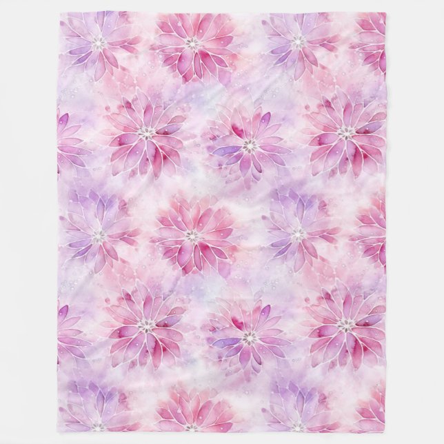 Girl Blush Pink Chic Lavender Floral Fleecedecke (Vorderseite)