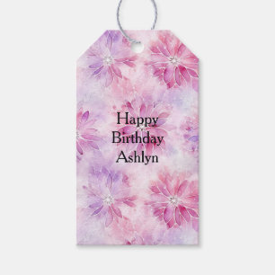 Girl Blush Pink Chic Lavender Floral Geburtstag Geschenkanhänger