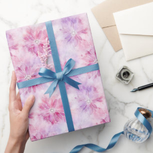 Girl Blush Pink Chic Lavender Floral Geburtstag Geschenkpapier