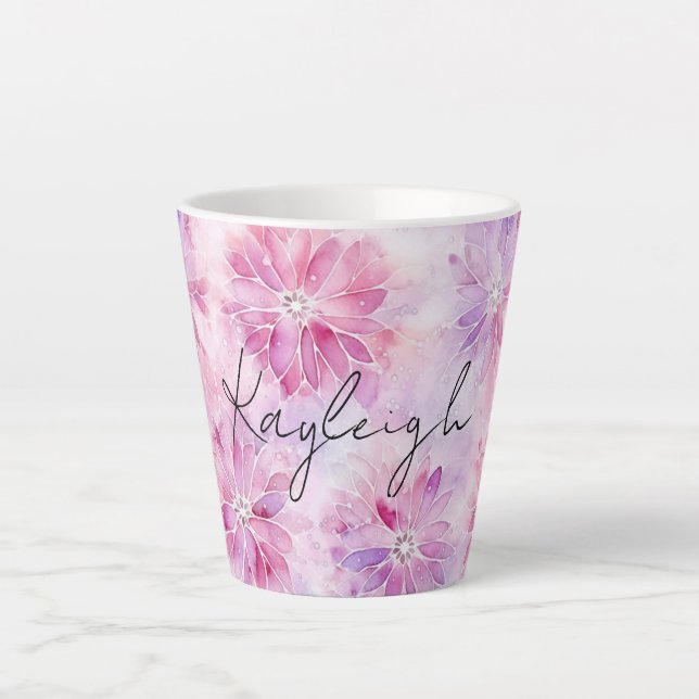 Girl Blush Pink Chic Lavender Floral Milchtasse (Vorderseite)