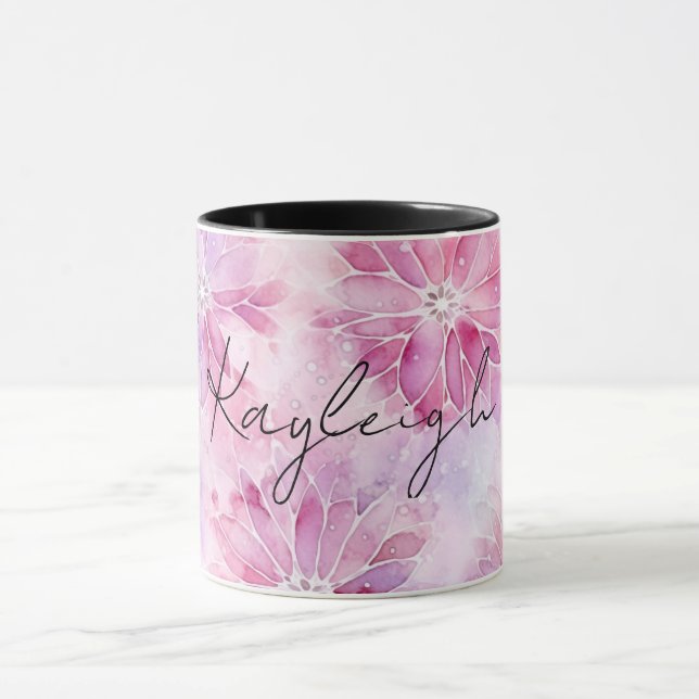 Girl Blush Pink Chic Lavender Floral Tasse (Zentrum)