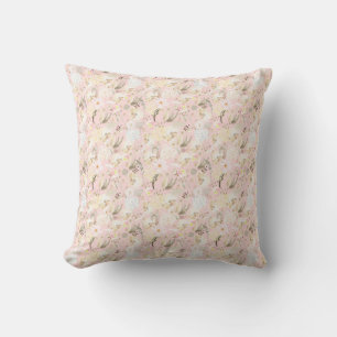 Girl Blush Pink Creme White Floral Kissen