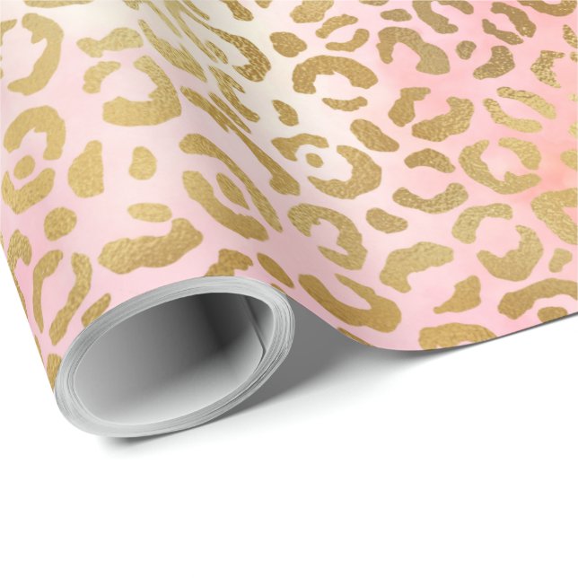 Girl Blush Pink Gefärbte Krawatte Gold Leopard Pri Geschenkpapier (Rolleneckpunkt)