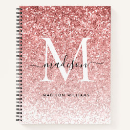 Girl Blush Pink Glitzer Sparkle Chic Monogram Notizbuch
