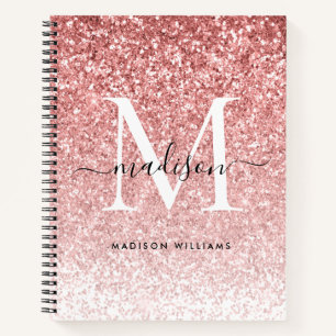 Girl Blush Pink Glitzer Sparkle Chic Monogram Notizbuch