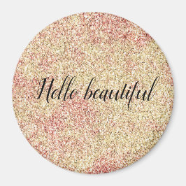 Girl Blush Pink Gold Glitzer Print Magnet