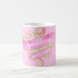 Girl Blush Pink Gold Glitzer Sparkle On, Darling Kaffeetasse