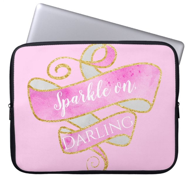 Girl Blush Pink Gold Glitzer Sparkle On, Darling Laptopschutzhülle (Vorderseite)