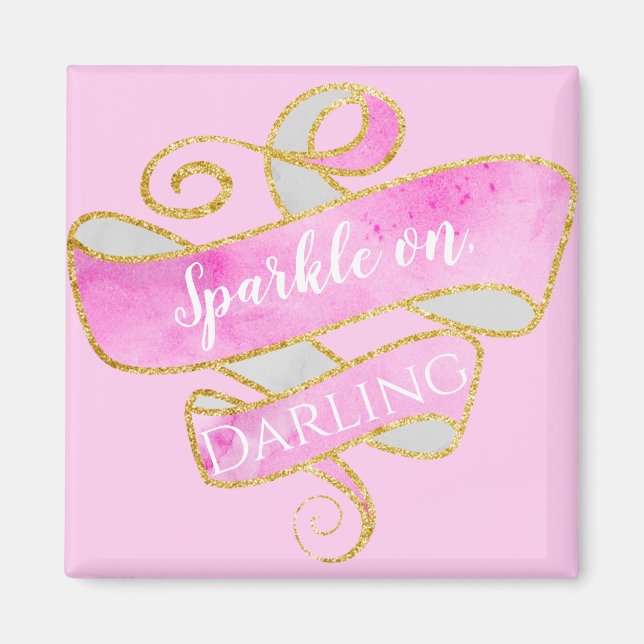 Girl Blush Pink Gold Glitzer Sparkle On, Darling Magnet (Vorne)