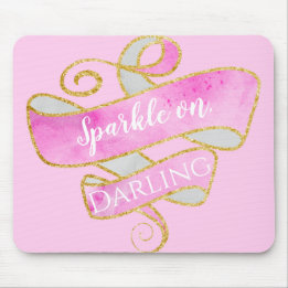 Girl Blush Pink Gold Glitzer Sparkle On, Darling Mousepad