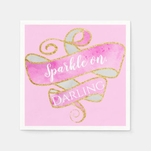 Girl Blush Pink Gold Glitzer Sparkle On, Darling Serviette