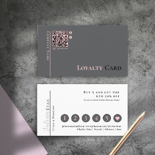 Girl Blush Pink Gray QR Code Loyalty Card Visitenkarte