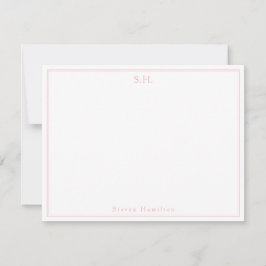 Girl Blush Pink Magenta Monogram Name Minimalistis Mitteilungskarte