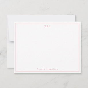Girl Blush Pink Magenta Monogram Name Minimalistis Mitteilungskarte
