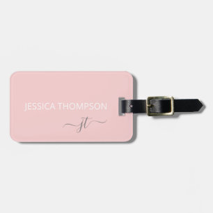 Girl Blush Pink Moderne Monogramm Name Einfach Gepäckanhänger
