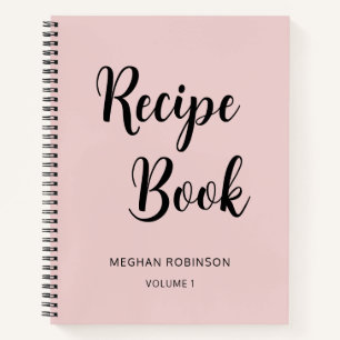 Girl Blush Pink Monogram Cookbook Rezept Notebook Notizbuch
