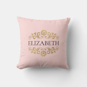 Girl Blush Pink Monogram Name Throw Kissen