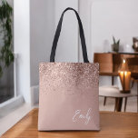 Girl Blush Pink Rose Gold Glitzer Monogram<br><div class="desc">Girly Pink Rose Gold und Blush Pink Imitate Sparkle und Glitzer Elegant Monogram Book Bag. Diese Büchertasche kann auf Ihren Vor- und Vornamen angepasst werden und als Geschenk für Weihnachten,  Geburtstag,  Brautparty oder Hochzeit.</div>