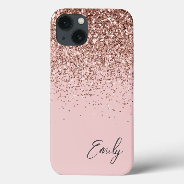 Girl Blush Pink Rose Gold Glitzer Monogram Case-Mate iPhone Hülle (Rückseite)